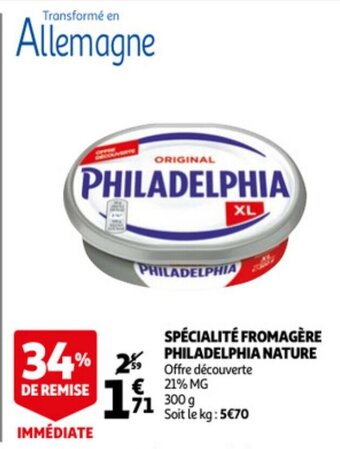Auchan Specialite Fromagere Philadelphia Nature aanbieding