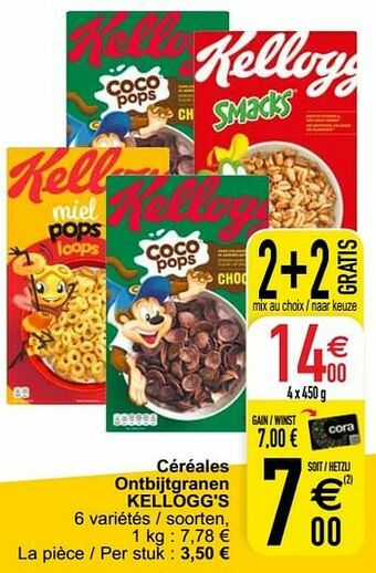 Cora Céréales ontbijtgranen kellogg`s aanbieding