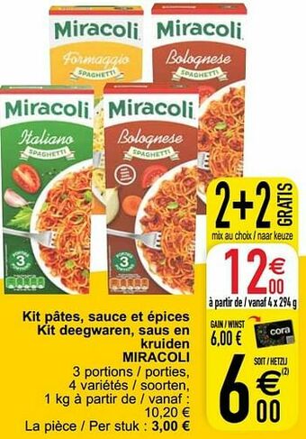 Kit pâtes sauce et épices kit deegwaren saus en kruiden miracoli