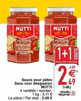 Cora Sauce pour pâtes saus voor deegwaren mutti aanbieding