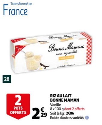 Auchan Riz Au Lait Bonne Maman aanbieding