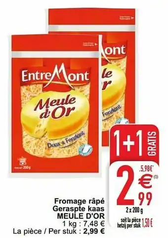 Cora Fromage râpé geraspte kaas meule d`or aanbieding