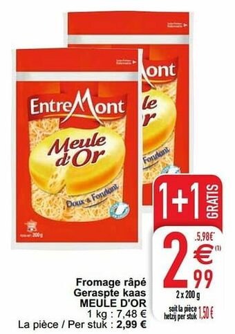 Cora Fromage râpé geraspte kaas meule d`or aanbieding