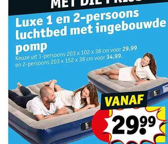 Kruidvat Luxe 1 En 2-persoons Luchtbed Met Ingebouwde Pomp aanbieding