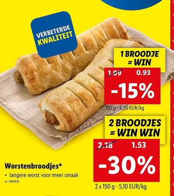 Lidl Worstenbroodjes aanbieding