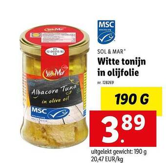 Lidl Witte Tonijn In Olijfolie aanbieding