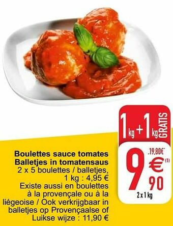 Cora Boulettes sauce tomates balletjes in tomatensaus aanbieding