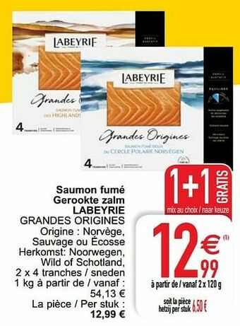 Cora Saumon fumé gerookte zalm labeyrie grandes origines aanbieding