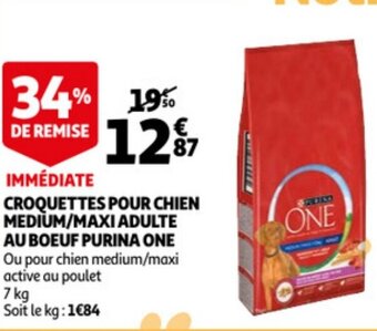 Auchan Croquettes Pour Chien Medium/Maxi Adulte Au Boeuf Purina One aanbieding