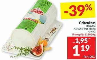 Geitenkaas bergelou natuur of met honing
