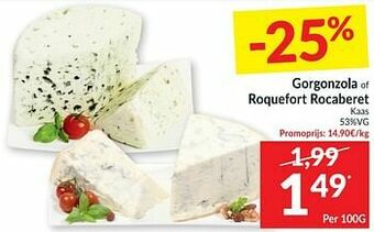Intermarché Gorgonzola of roquefort rocaberet kaas aanbieding