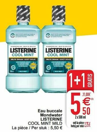 Cora Eau buccale mondwater listerine cool mint mild aanbieding