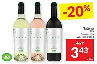 Intermarché Naterra bio spaanse wijn wit rosé of rood aanbieding