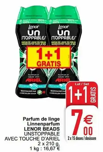 Cora Parfum de linge linnenparfum lenor beads unstoppable avec touche d`ariel aanbieding