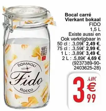 Cora Bocal carré vierkant bokaal fido aanbieding