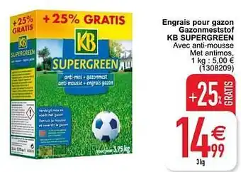 Engrais pour gazon gazonmeststof kb supergreen 3kg