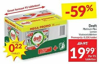 Intermarché Dreft platinum plus lemon vaatwastabletten aanbieding