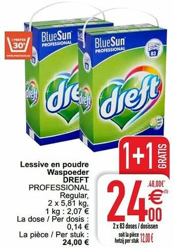Lessive en poudre waspoeder dreft professional