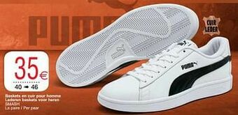 Cora Baskets en cuir pour homme lederen baskets voor heren smash aanbieding