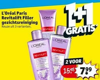 Kruidvat L`oréal paris revitalift filler gezichtsreiniging aanbieding