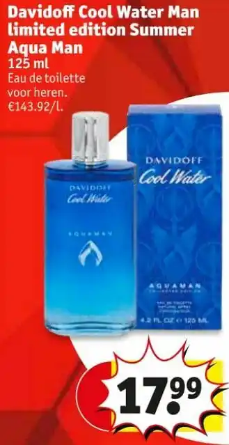 Kruidvat Davidoff cool water man limited edition summer aqua man edt aanbieding
