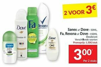 Intermarché Sanex of dove fa rexona of dove deodorant aanbieding