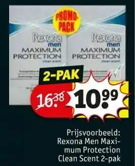 Kruidvat Rexona men maxi- mum protection clean scent aanbieding