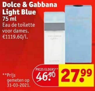 Kruidvat Dolce + gabbana light blue edt aanbieding
