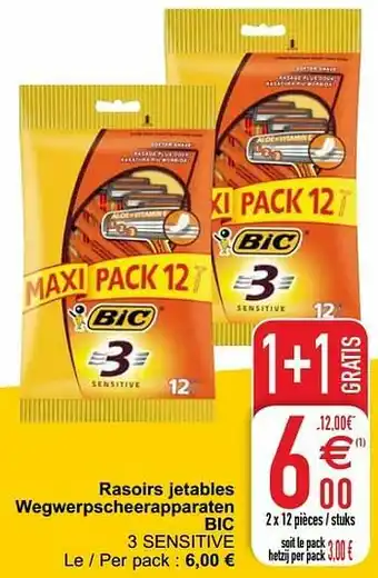 Cora Rasoirs jetables wegwerpscheerapparaten bic 3 sensitive aanbieding