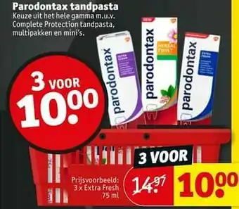 Kruidvat Parodontax tandpasta extra fresh aanbieding