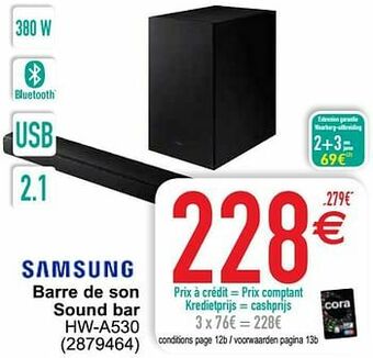 Cora Samsung barre de son sound bar hw-a530 aanbieding