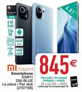 Cora Xiaomi smartphone ximi11 256-blue aanbieding
