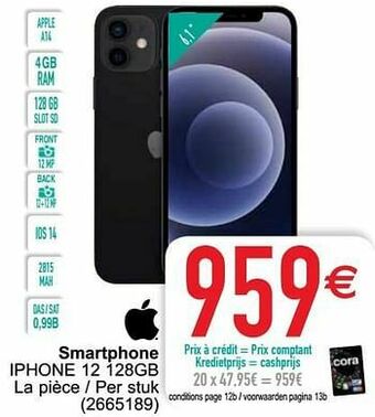 Cora Apple smartphone iphone 12 128gb aanbieding