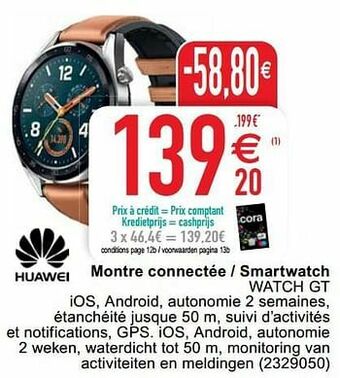 Cora Huawei montre connectée - smartwatch watch gt aanbieding