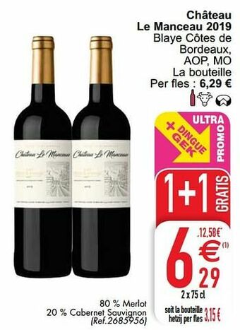 Cora Château le manceau 2019 blaye côtes de bordeaux aop mo aanbieding