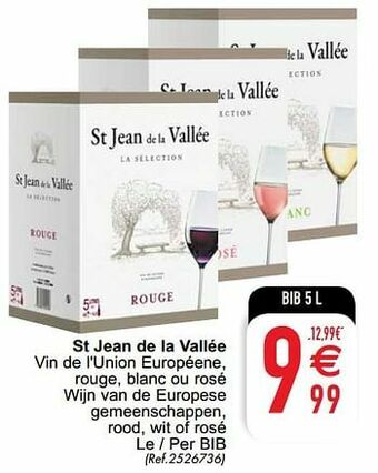 Cora St jean de la vallée vin de l`union européene rouge blanc ou rosé wijn van de europese gemeenschappen rood wit of rosé aanbieding