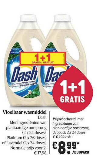Delhaize Vloeibaar wasmiddel dash aanbieding