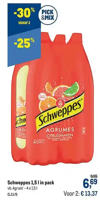 Makro Schweppes 1,5 L In Pack aanbieding