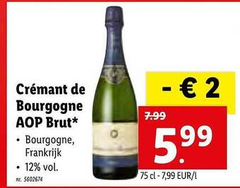 Lidl Cremant De Bourgogne Aop Brut aanbieding
