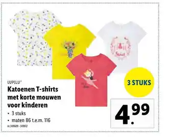 Lidl Lupilu Katoenen T-shirts Met Korte Mouwen Voor Kinderen aanbieding