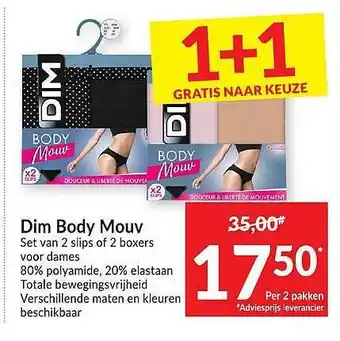 Intermarché Dim Body Mouv Set Van 2 Slips Of 2 Boxers Voor Dames aanbieding
