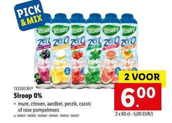 Lidl Teisseire Siroop 0% aanbieding
