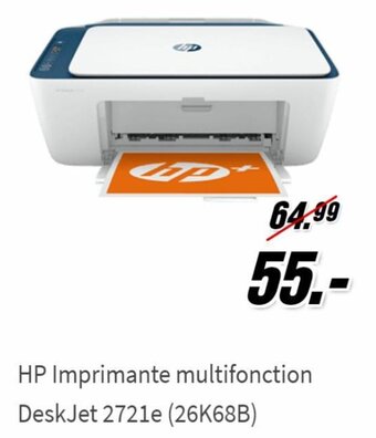 MediaMarkt HP Imprimante Multifonction DeskJet 2721e (26K68B) aanbieding