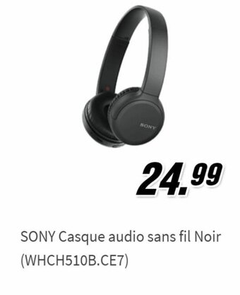 MediaMarkt SONY Casque Audio Sans Fil Noir (WHCH510B.CE7) aanbieding