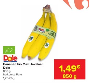Carrefour Dole Bananen Bio Max Havelaar, 850 g aanbieding