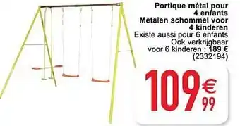 Cora Portique métal pour 4 enfants metalen schommel voor 4 kinderen aanbieding