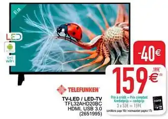 Cora Telefunken tv-led - led-tv tfl32ahd20bc aanbieding