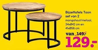 Leen Bakker Bijzettafels toon set van 2 aanbieding