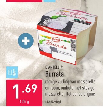 ALDI D'antelli burrata 125g aanbieding