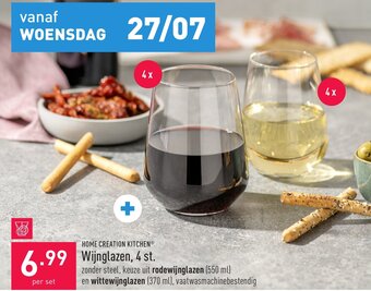 ALDI Home creation kitchen wijnglazen, 4 st. aanbieding